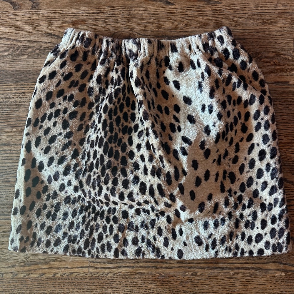 Leopard Print Faux Fur vintage Skirt